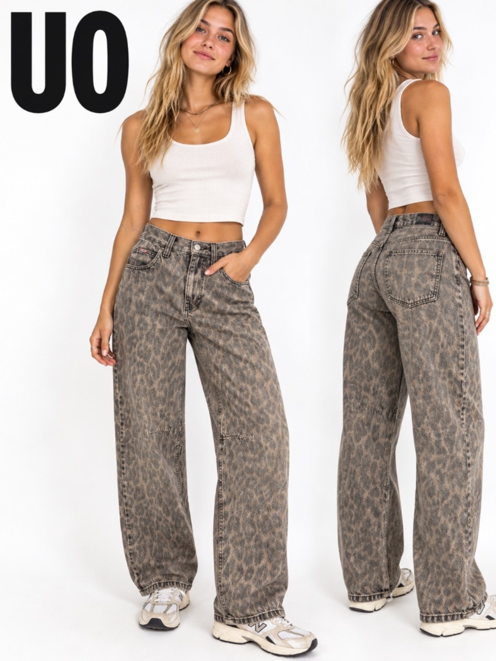 BDG Urban Outfitters Leopard Print Barrel Leg Jeans